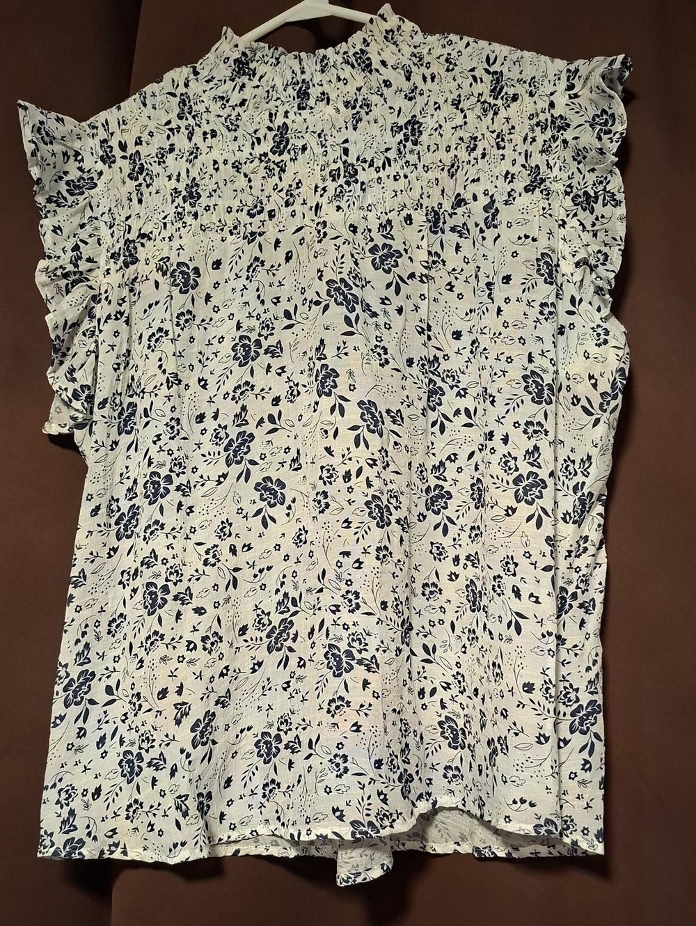 Adiva White Blouse with Navy Floral Print